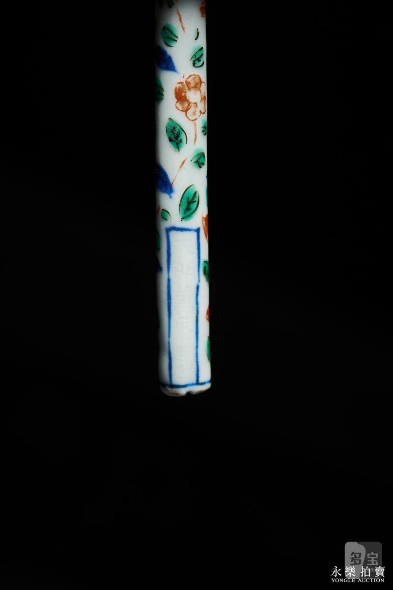 明万历 青花五彩龙凤纹笔管连帽（一对） - 图8
